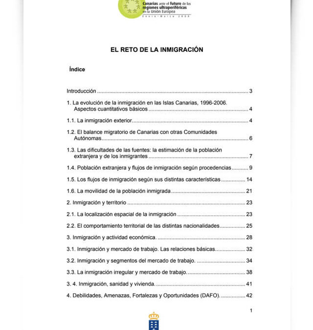 El reto de la inmigración. Canarias ante el futuro de las regiones ultraperiféricas de la Unión Europea