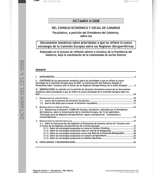 Documentos temáticos sobre prioridades a que se refiere la nueva estrategia de la Comisión Europea sobre las Regiones Ultraperiféricas
