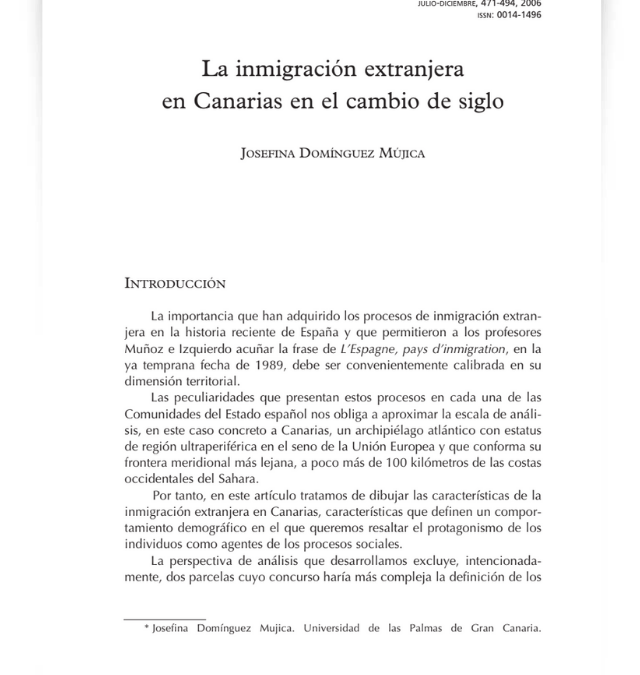 La inmigración extranjera en Canarias en el cambio de siglo