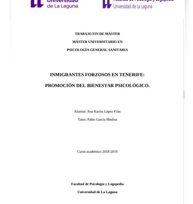 Inmigrantes forzosos en Tenerife: promoción del bienestar psicológico