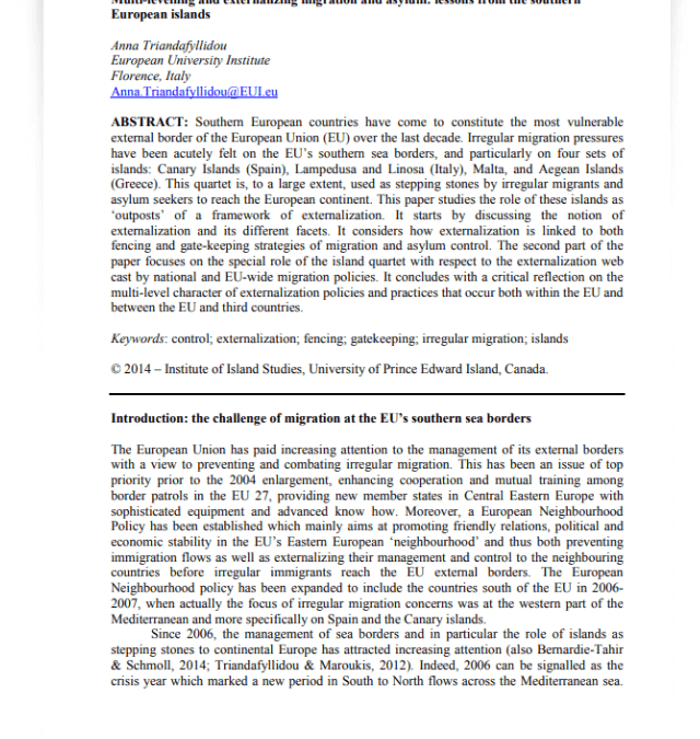 Multi-levelling and externalizing migration and asylum: lessons from the southern European islands