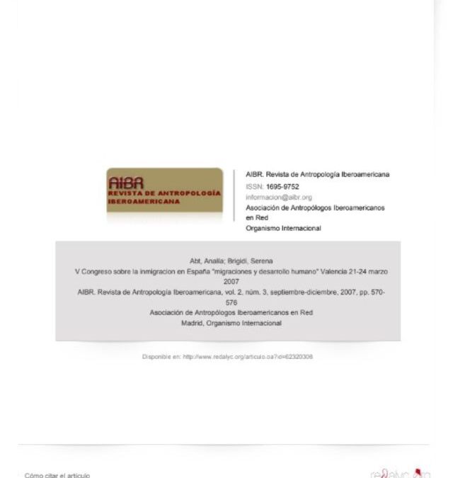 V Congreso sobre la inmigración en España. Migraciones y desarrollo humano – Valencia