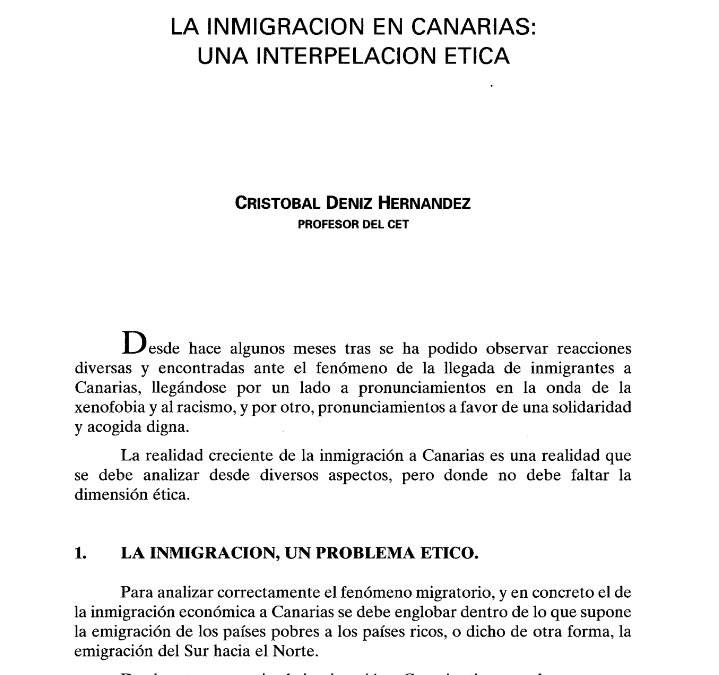 La inmigración en Canarias: una interpelación ética