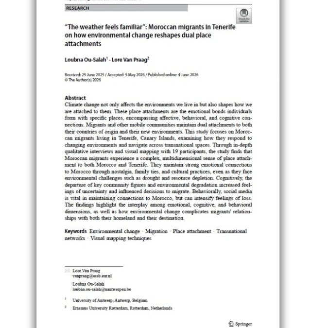 «The weather feels familiar»: Moroccan migrants in Tenerife on how enviromental change reshapes dual place attachments